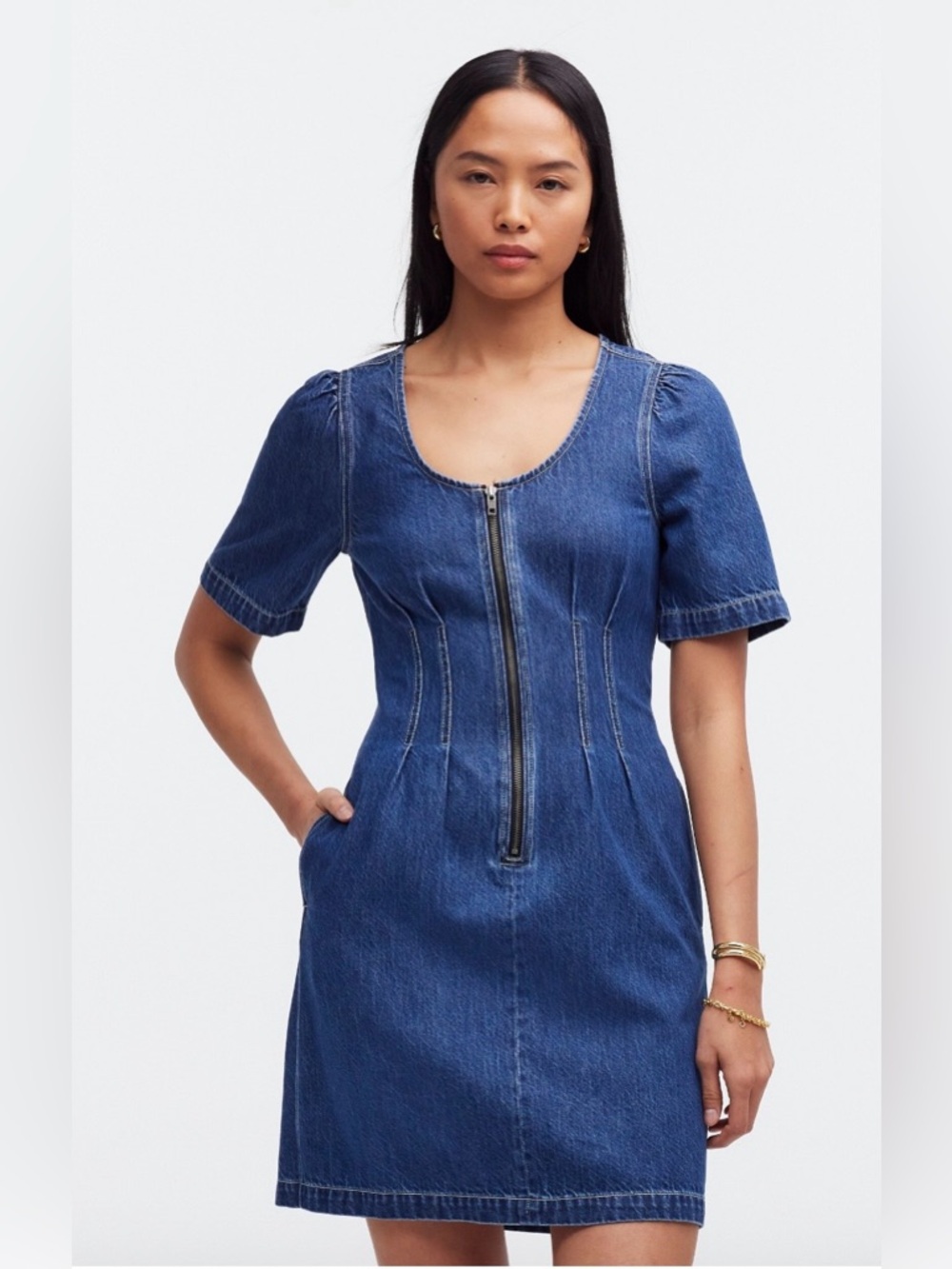 ✨Madewell (EUC) Denim Darted Mini Dress in Pixie Wash Size 4✨